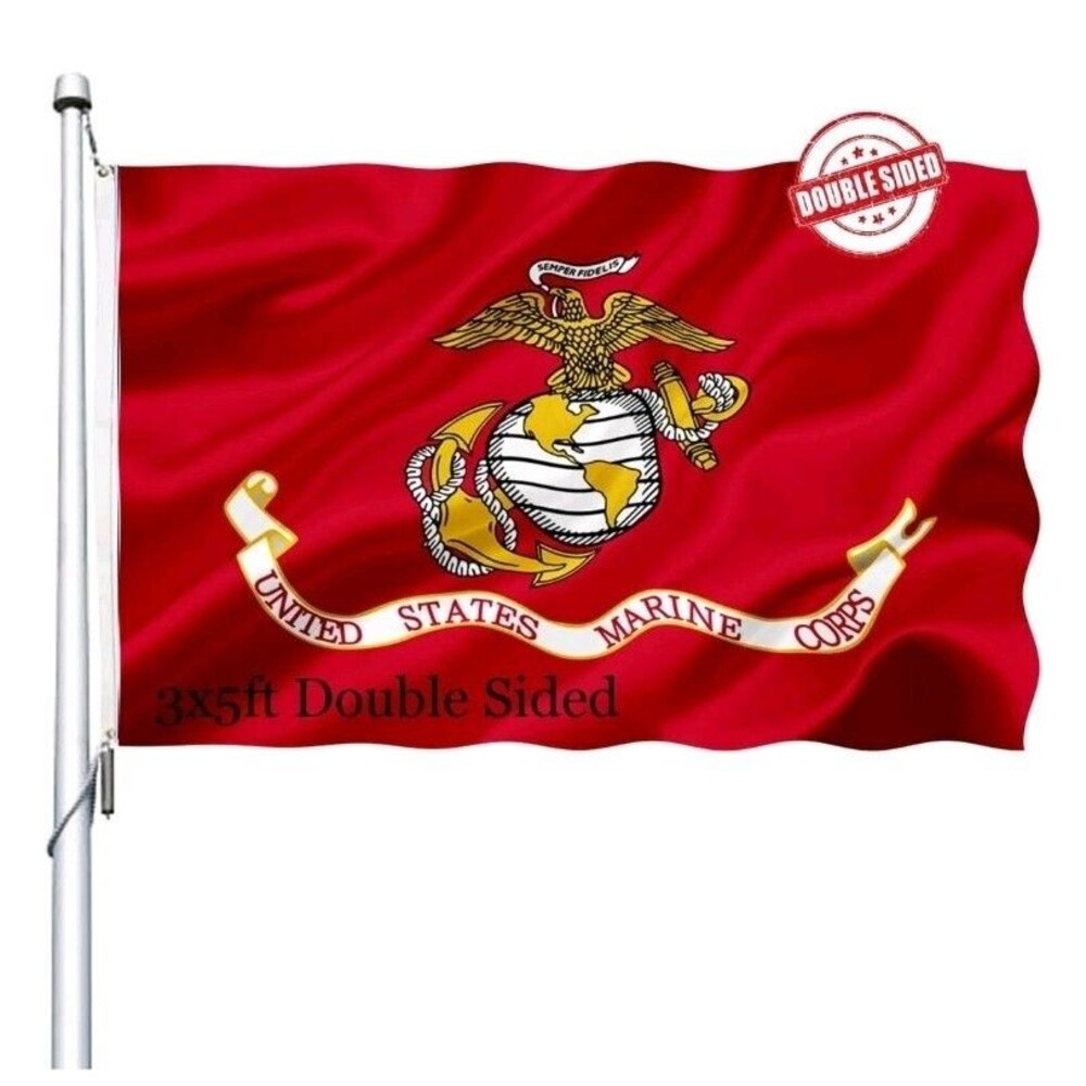 3x5 ft USMC MARINE CORPS DbL SIDED Official Military Insignia Flag Polyester NiB